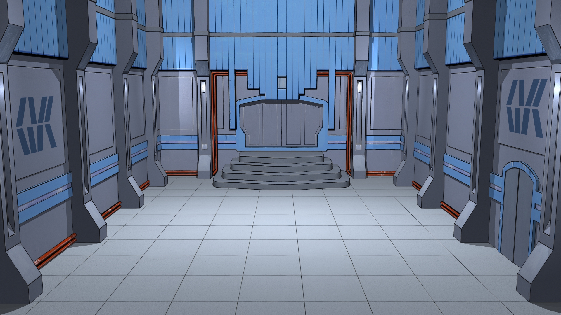 The completed main hall set by Graham Bleathman and Rob Ritchie.